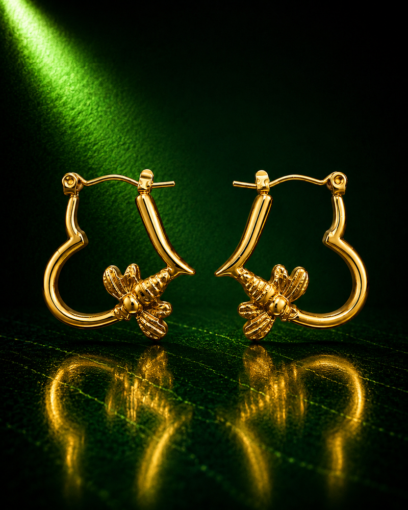 Honeybee Heart Hoops Earrings