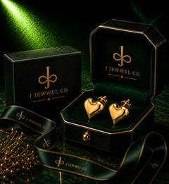 Gold Heart Stud Earrings