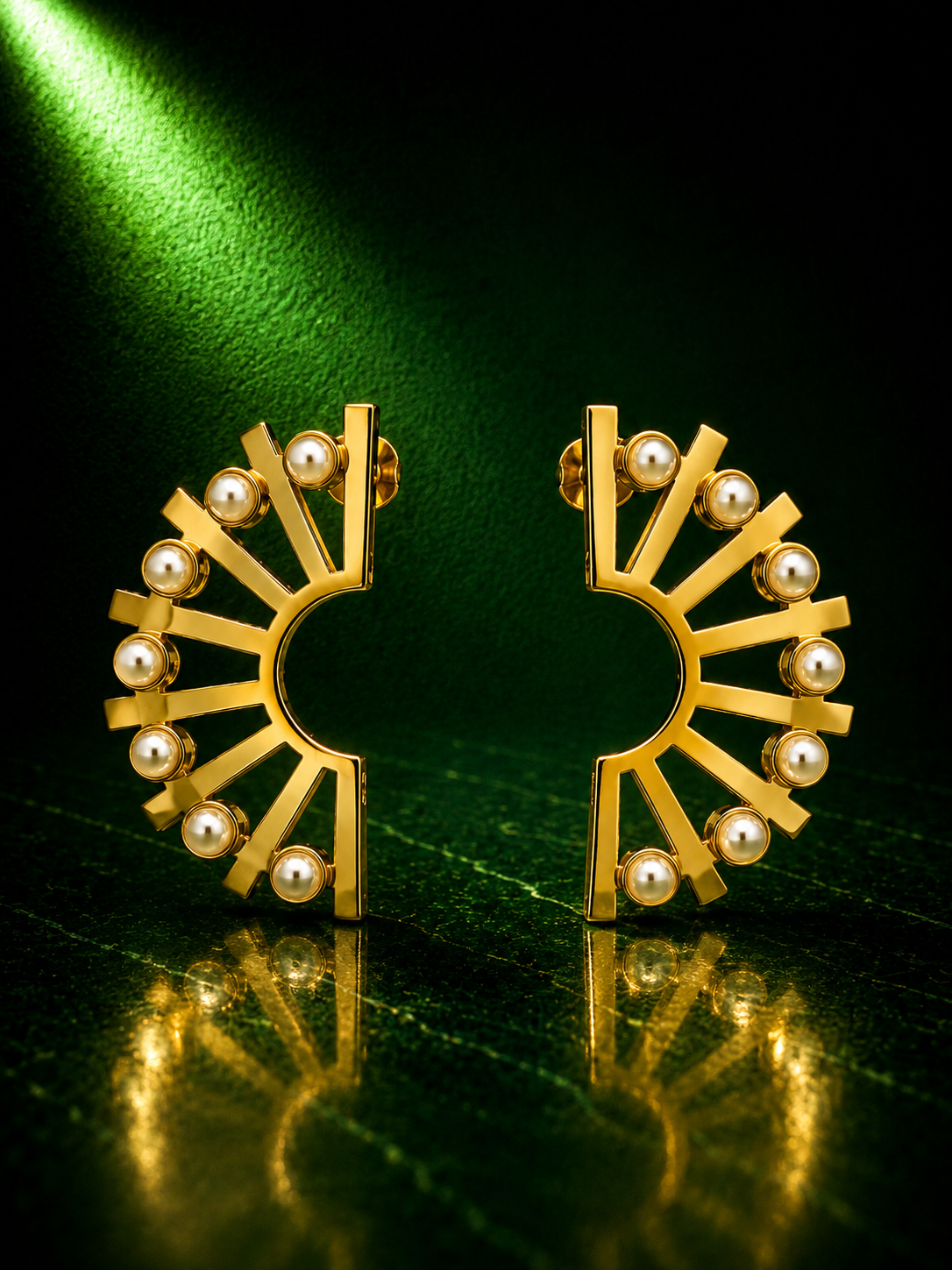 Pearl Halo Fan Earrings