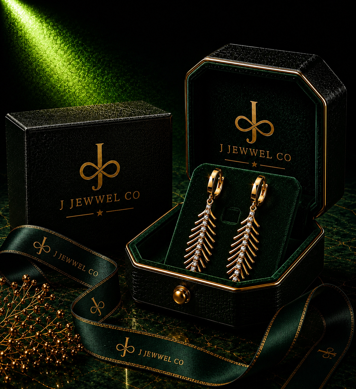 Gold Fern Drop Earrings