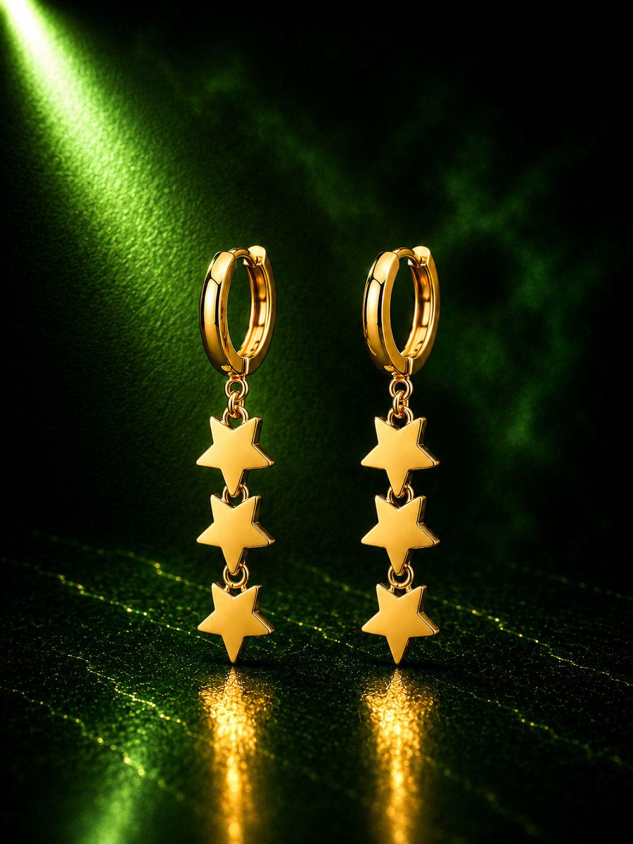 Gold Star Dangle Earrings