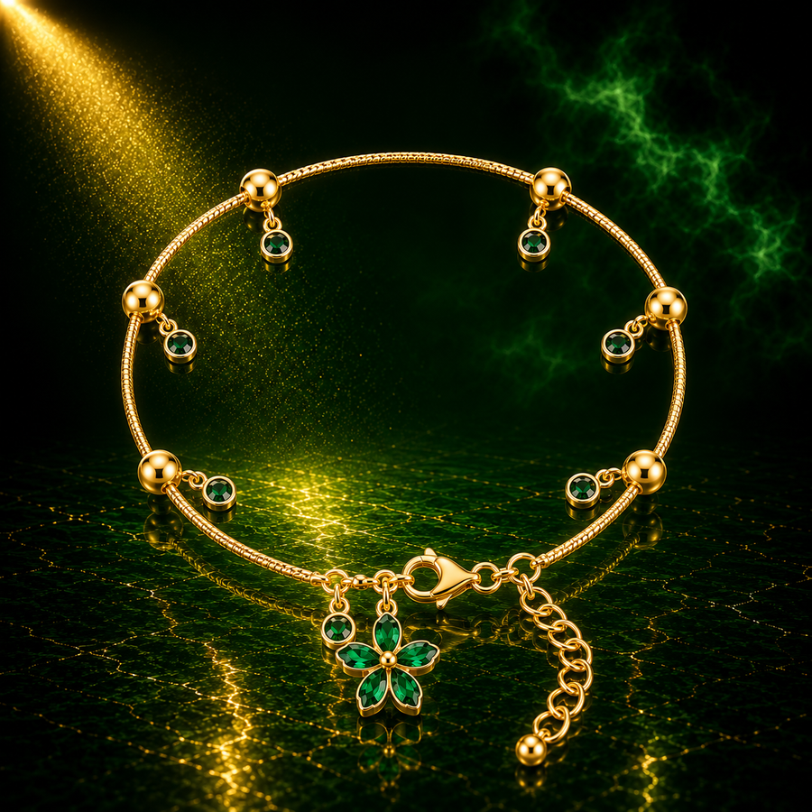 Emerald Bloom Charm Bracelet