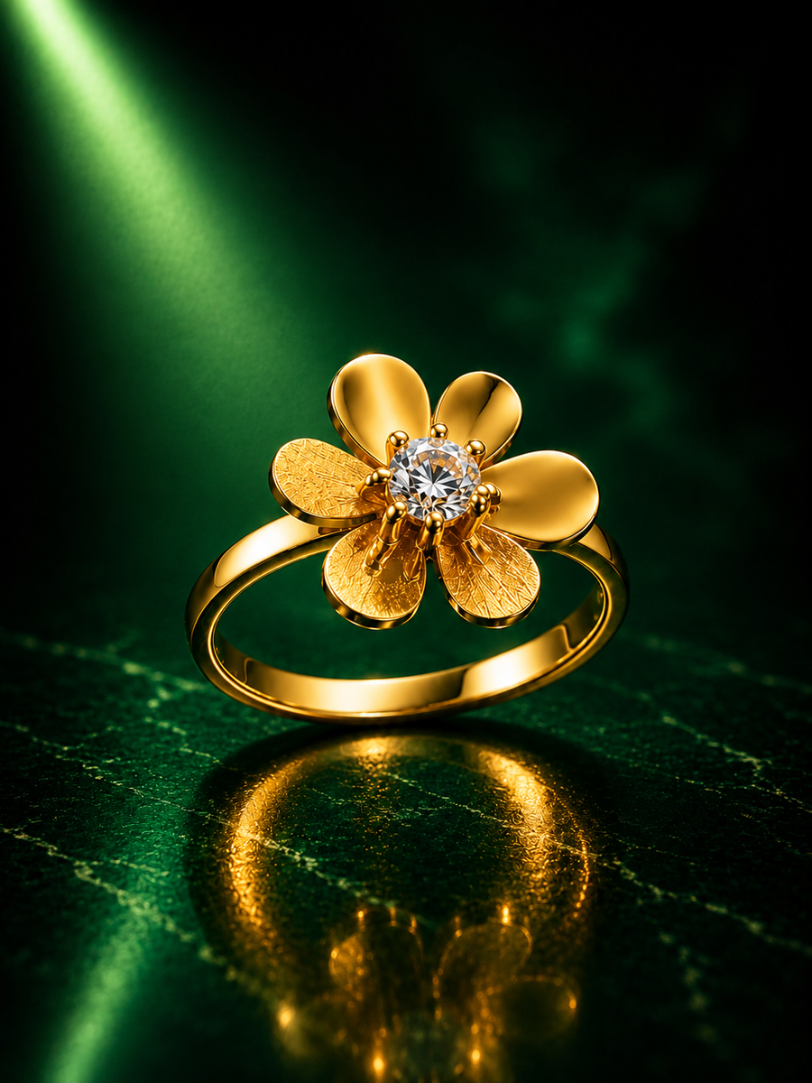 Fleur Solitaire Ring