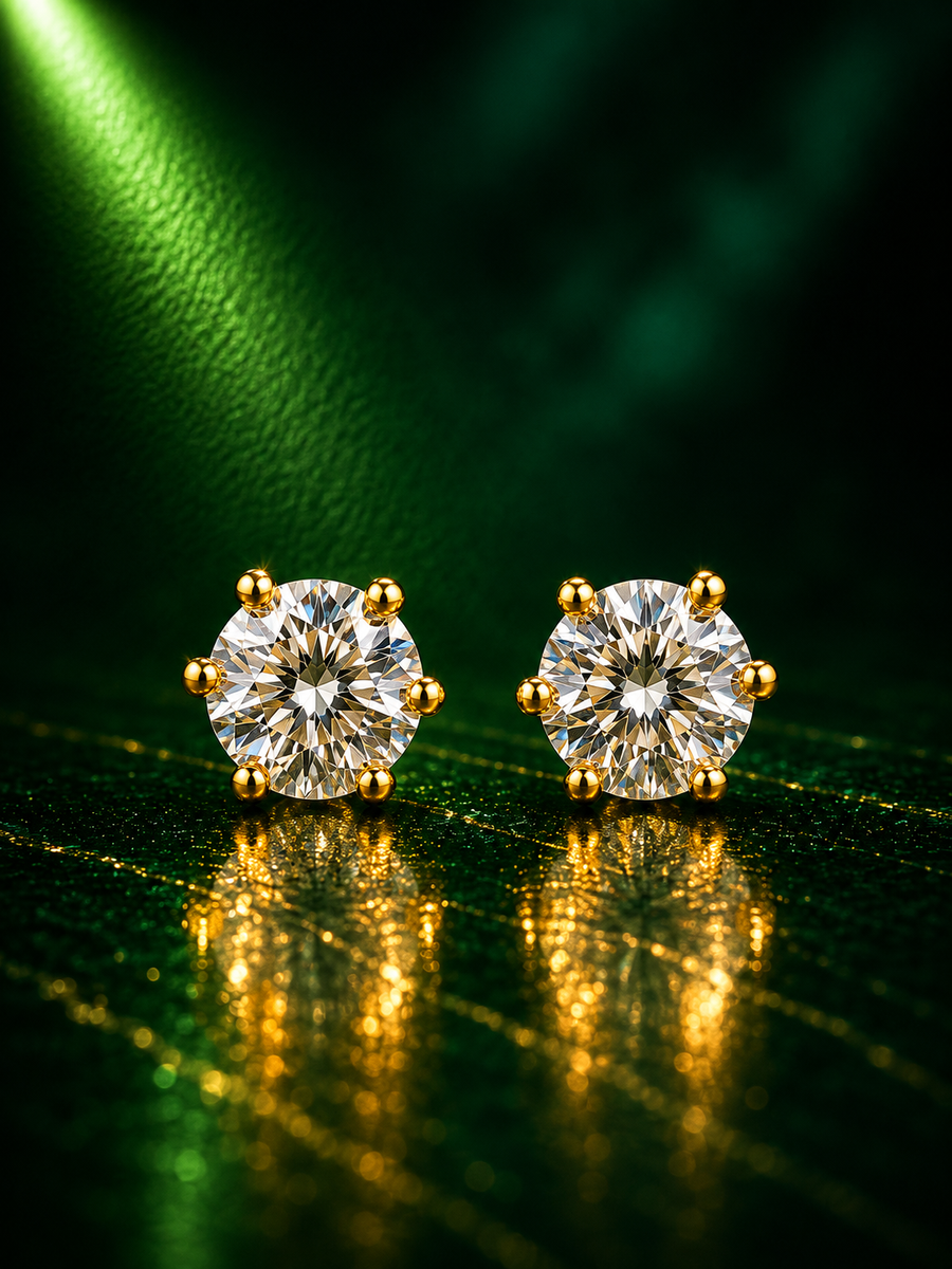 Celeste Solitaire Stud Earrings