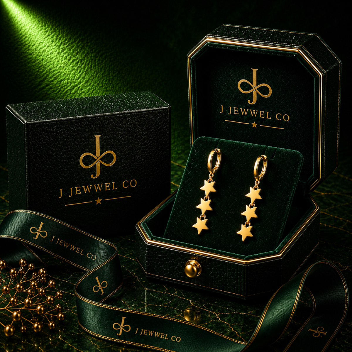 Gold Star Dangle Earrings